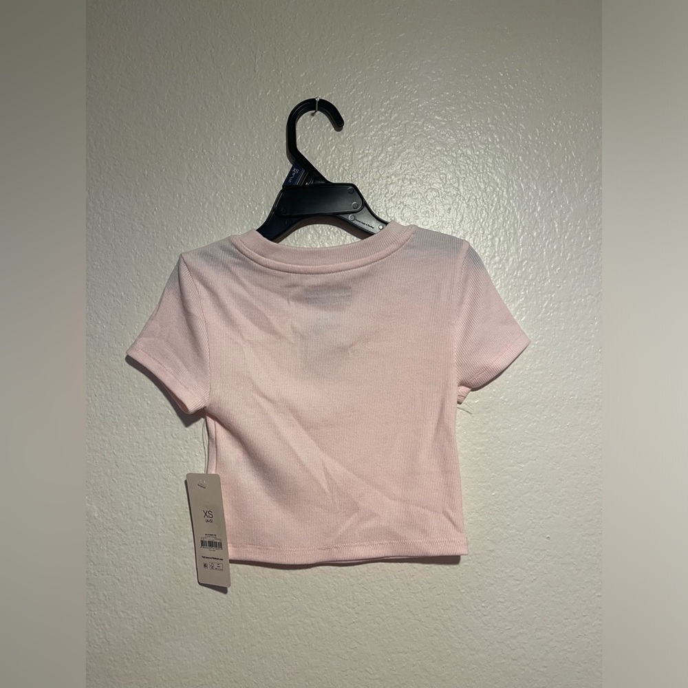 wonder nation Light Pink Short Sleeve Crop Top